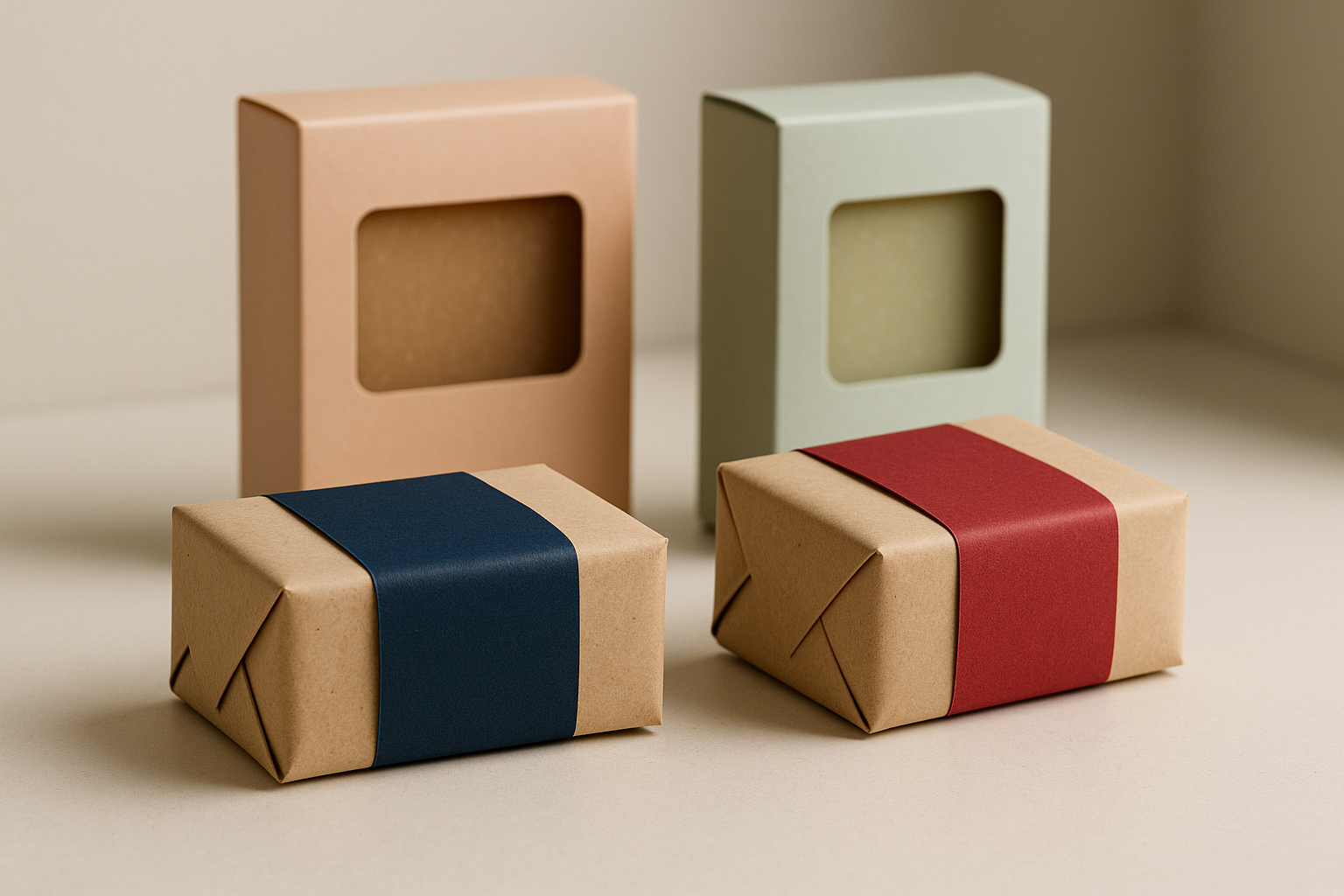 Soap packaging that oils cannot stain: sleeves, linings and window films