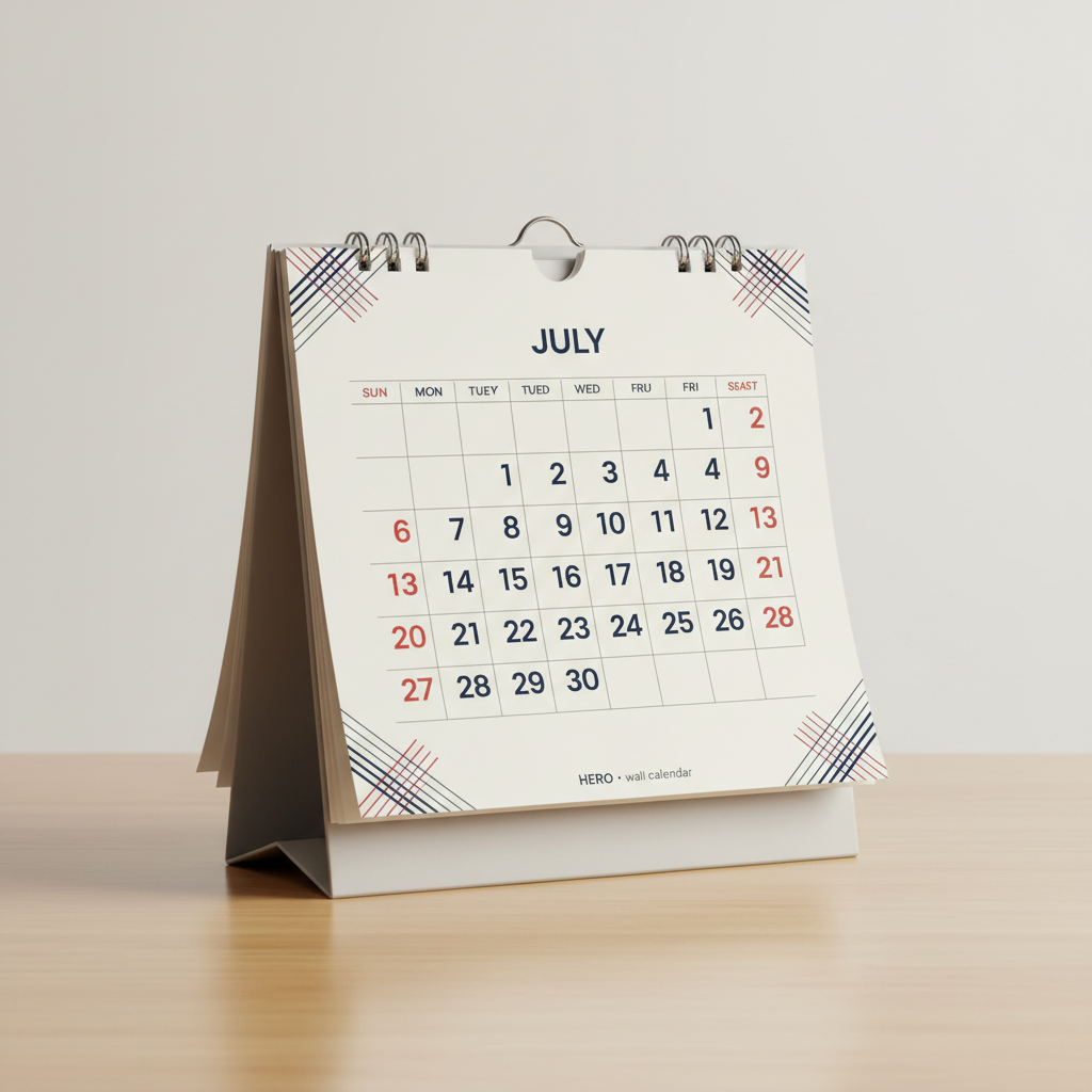 HERO · wall calendar, ring-bound