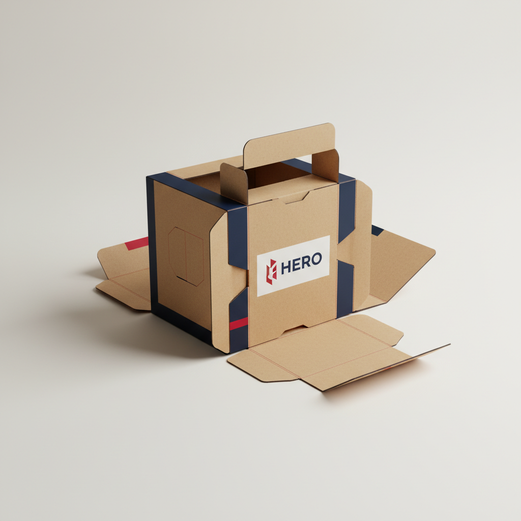 HERO · packaging dieline & render